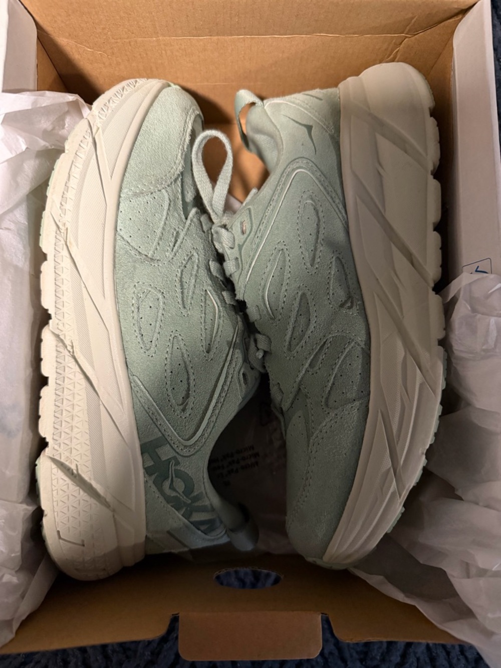 Women’s Hoka Clifton Suede smoke green/ celadon tint